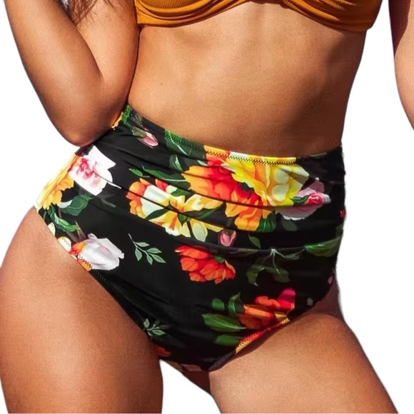 Cupshe Sweet Floral High Waisted Bikini Bottom M - Picture 2 of 8